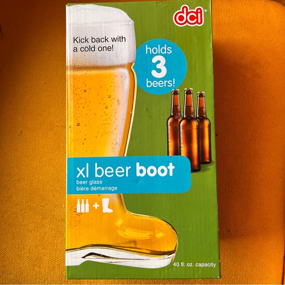 dci Other - XL Glass Beer Boot, Holds 3 Bottles of Beer.New in Box. Great Gift.